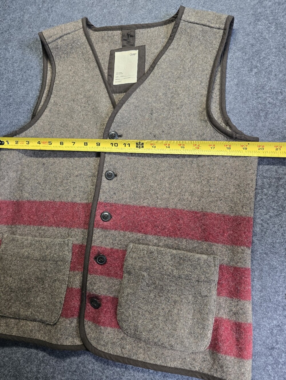 Vintage 90s Gap Striped Wool Vest Men Medium - Picture 9 of 11